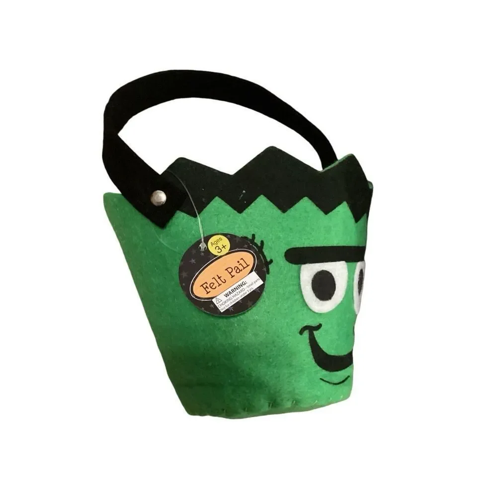 Lot Of 3 Felt Trick Or Treat Buckets Halloween Spooky Holiday Container Decor